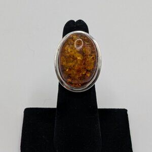 Sterling and Amber Jewlery set (ring size 5)